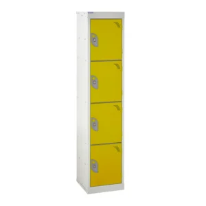 QMP School Lockers - 1380mm Height - 4 Door Yellow