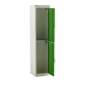 QMP Spectrum School Lockers - 1380mm Height - 2 Door Lime Open