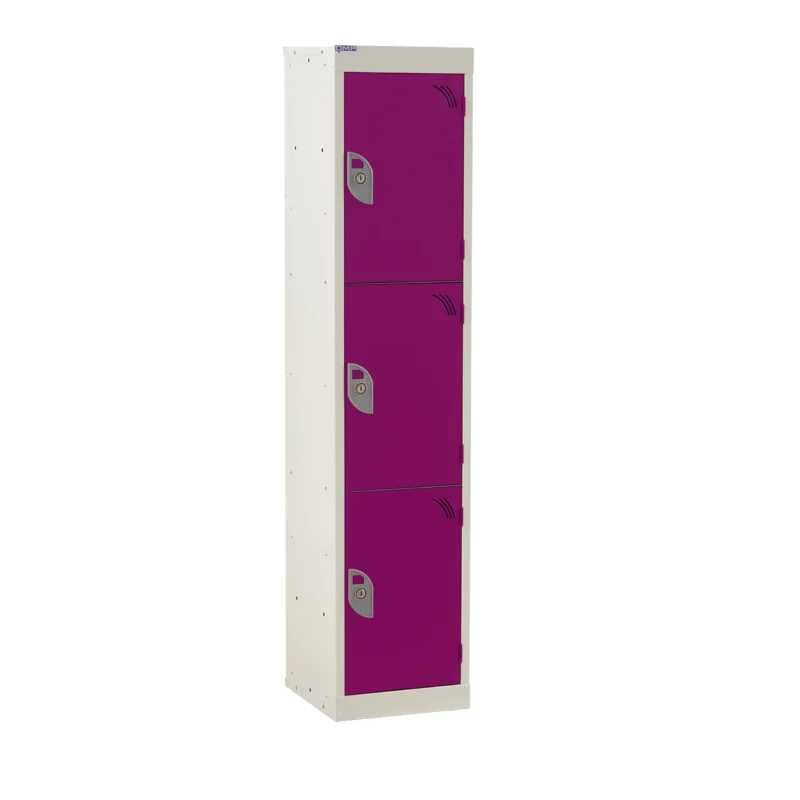 QMP Spectrum School Lockers - 1380mm Height - 3 Door Berry