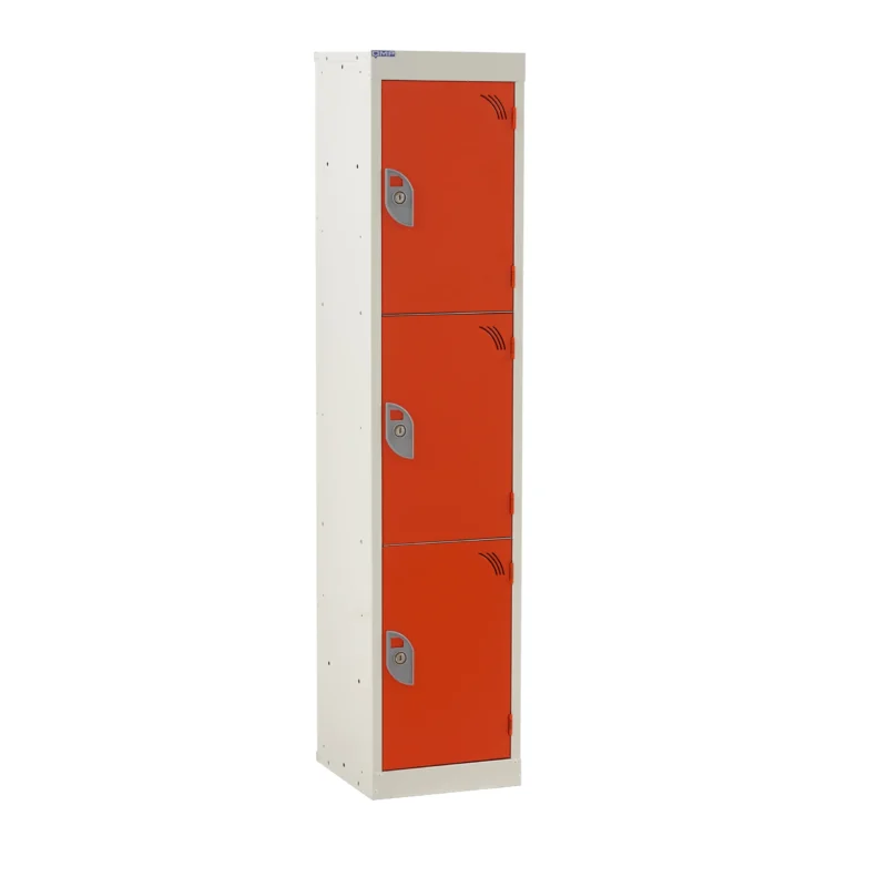 QMP Spectrum School Lockers - 1380mm Height - 3 Door Chilli