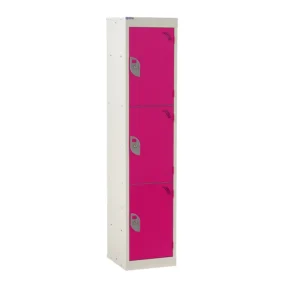 QMP Spectrum School Lockers - 1380mm Height - 3 Door pink