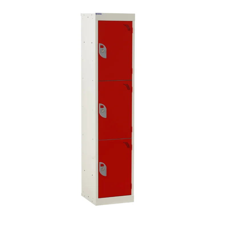 QMP Spectrum School Lockers - 1380mm Height - 3 Door Red