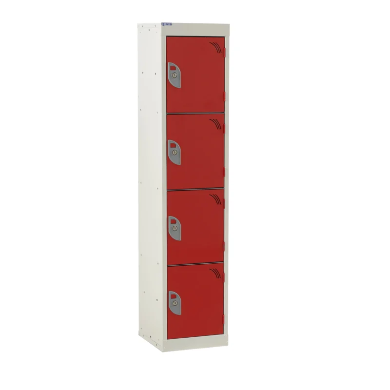 QMP Spectrum School Lockers - 1380mm Height - 4 Door Red