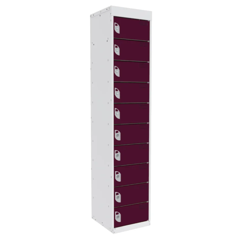 QMP Tablet Charging Lockers - 10 Door 10 Compartment Berry