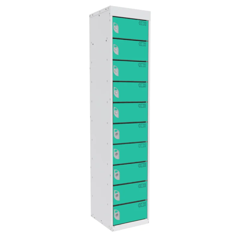 QMP Tablet Charging Lockers - 10 Door 10 Compartment Lagoon