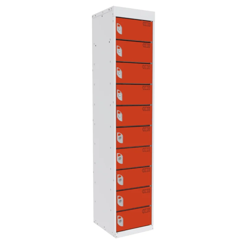 QMP Tablet Charging Lockers - 10 Door 10 Compartment Tangelo