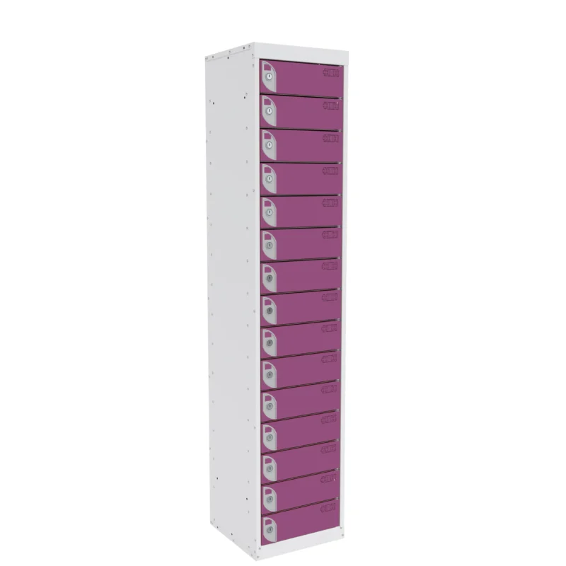 QMP Tablet Charging Lockers - 15 Door 15 Compartment Lilac