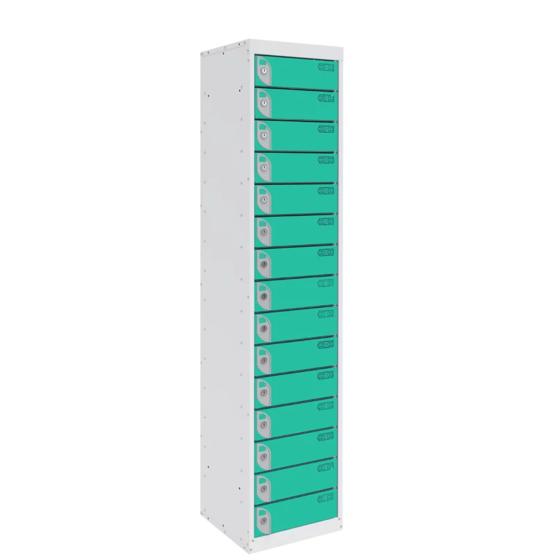 QMP Tablet Charging Lockers - 15 Door 15 Compartment Lagoon