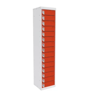 QMP Tablet Charging Lockers - 15 Door 15 Compartment Tangelo