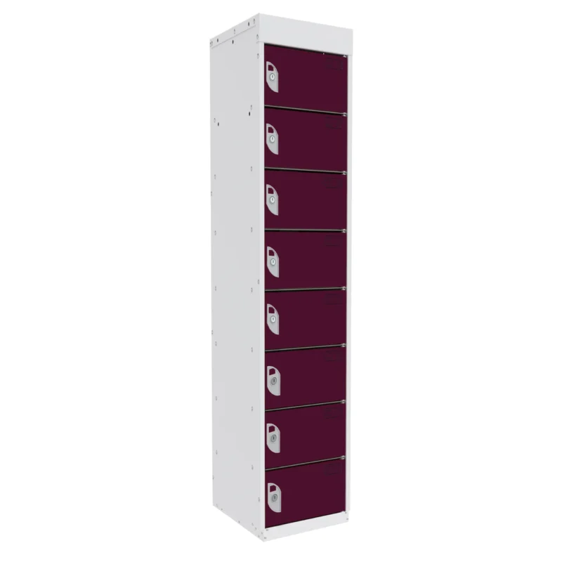 QMP Tablet Charging Lockers - 8 Door 8 Compartment Berry