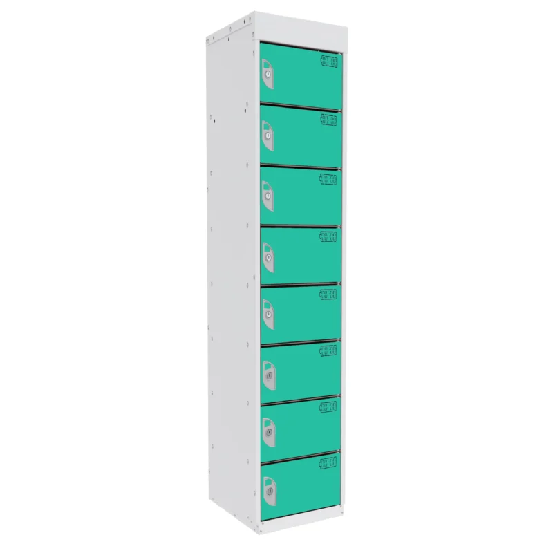 QMP Tablet Charging Lockers - 8 Door 8 Compartment Lagoon Blue