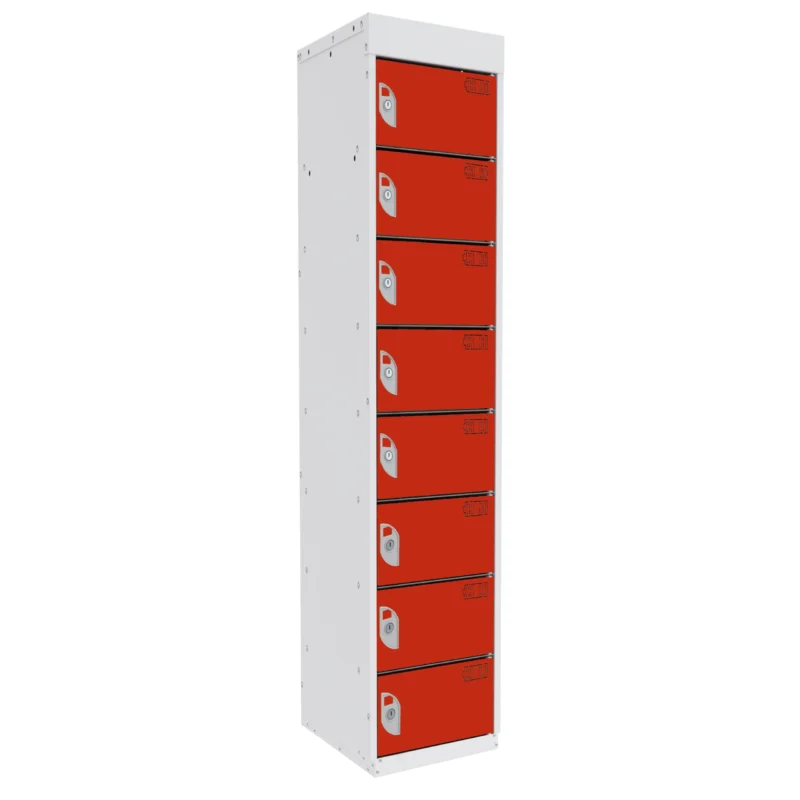 QMP Tablet Charging Lockers - 8 Door 8 Compartment Tamarillo Red