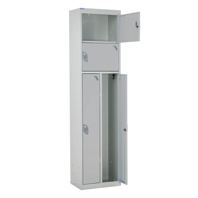 QMP Multi Compartment Duo Lockers Light Grey Open