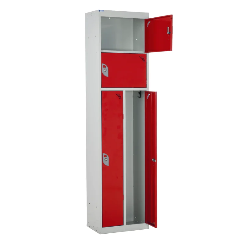 QMP Multi Compartment Duo Lockers Red Open