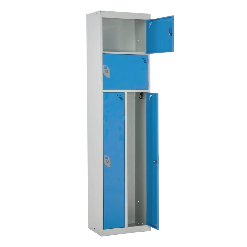 QMP Multi Compartment Duo Lockers Light Blue Open