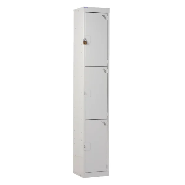 QMP Padlock Lockers - 3 Door Light Grey