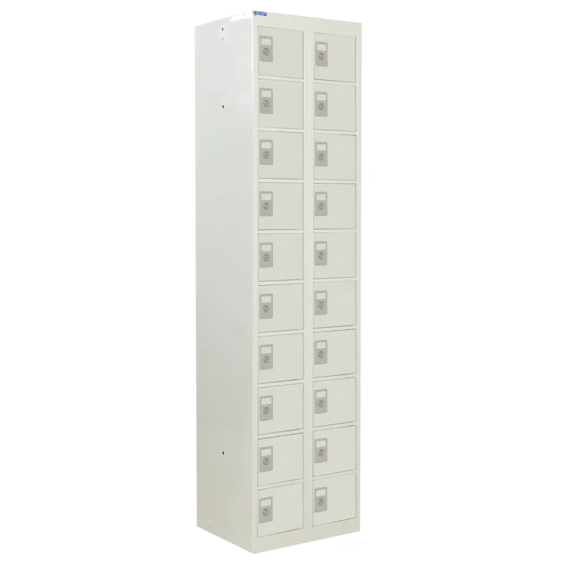 QMP Personal Effects Lockers - 20 Door Light Grey