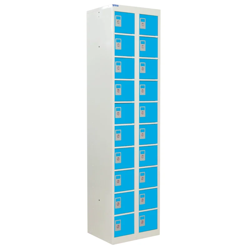 QMP Personal Effects Lockers - 20 Door Light Blue