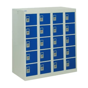 QMP Personal Effects Lockers - 20 Door - Half Height Blue