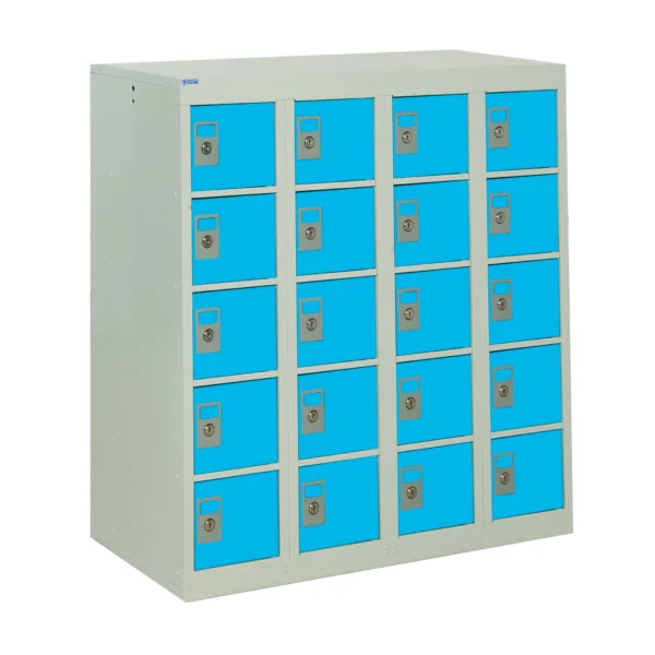 QMP Personal Effects Lockers - 20 Door - Half Height Light Blue