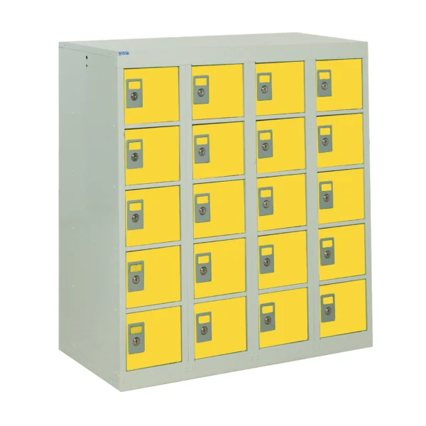 QMP Personal Effects Lockers - 20 Door - Half Height Yellow