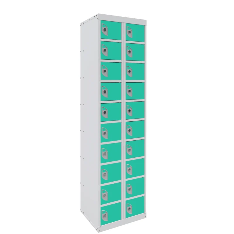 QMP Mobile Phone Charging Lockers - 20 Door Lagoon Blue