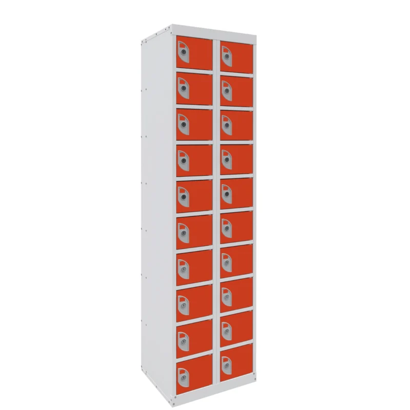 QMP Mobile Phone Charging Lockers - 20 Door Tangelo Orange