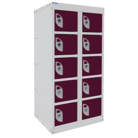 QMP Mobile Phone Charging Lockers - 10 Door - Half Height Berry Burst