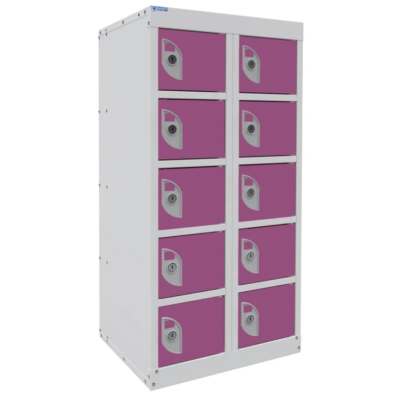 QMP Mobile Phone Charging Lockers - 10 Door - Half Height Summer Lilac