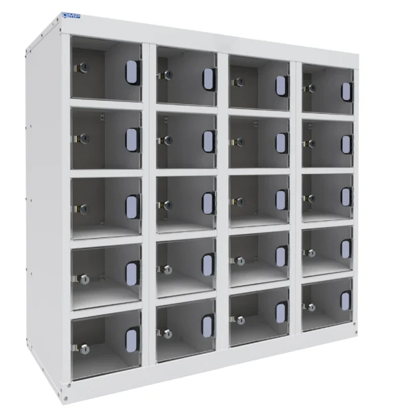 QMP Perspex Mobile Phone Lockers - Dual USB Charging - 20 Door