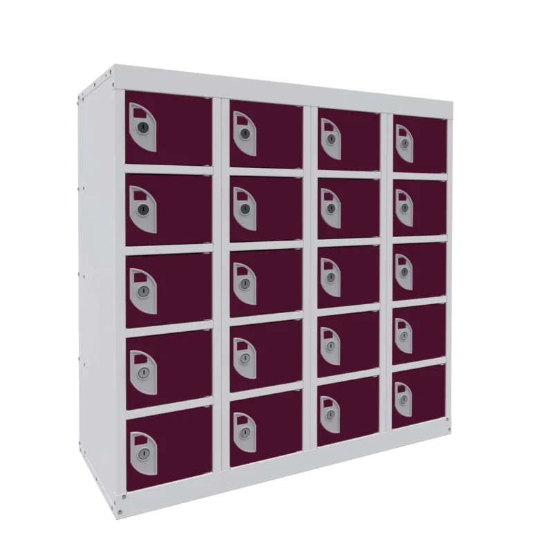 QMP Mobile Phone Charging Lockers - 20 Door Berry Burst Half Height