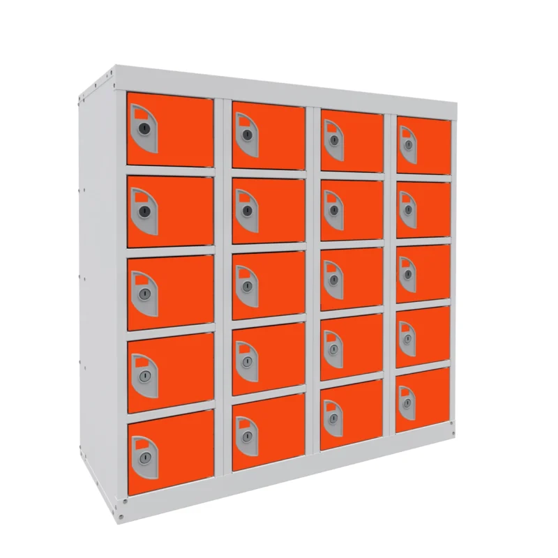 QMP Mobile Phone Charging Lockers - 20 Door - Half Height Chilli