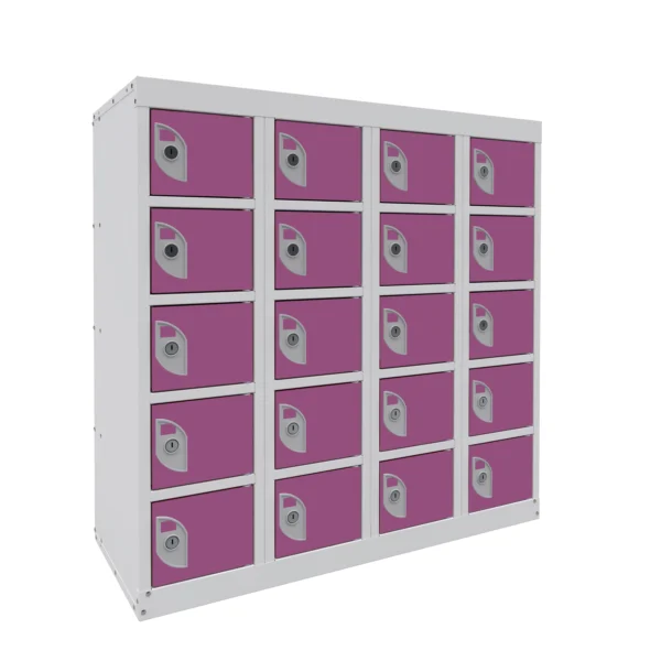 QMP Mobile Phone Charging Lockers - 20 Door - Half Height Lilac