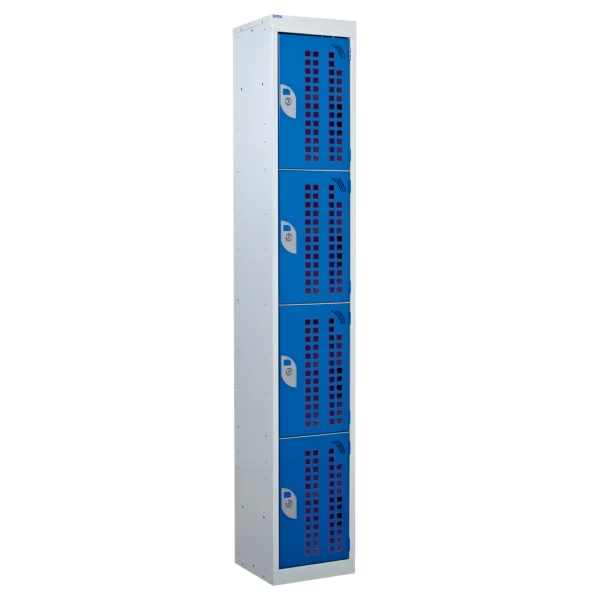 QMP Perforated Lockers - 4 Door Blue