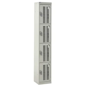 QMP Perforated Lockers - 4 Door Light Grey