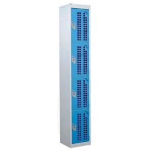 QMP Perforated Lockers - 4 Door Light Blue
