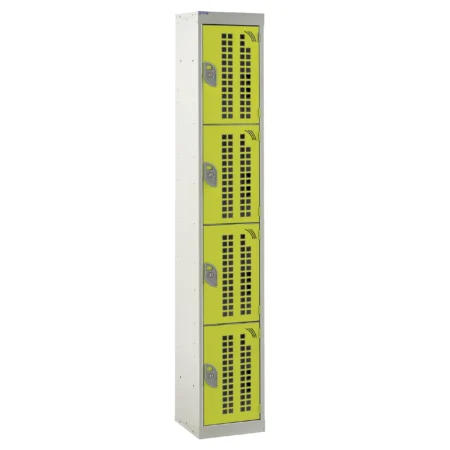 QMP Perforated Lockers - 4 Door Yellow