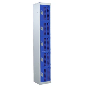 QMP Perforated Lockers - 5 Door Blue