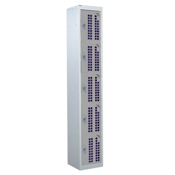 QMP Perforated Lockers - 5 Door Light Grey