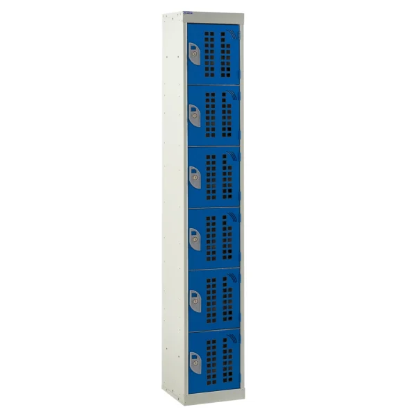 QMP Perforated Lockers - 6 Door Blue