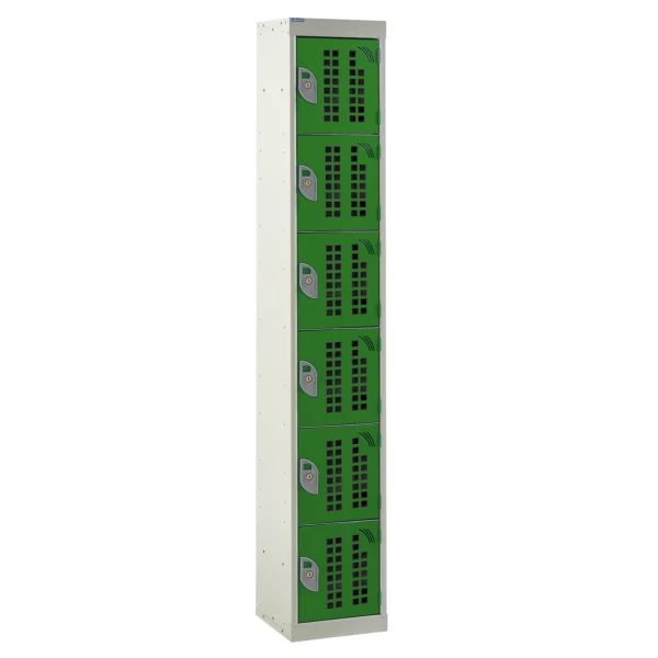 QMP Perforated Lockers - 6 Door Green