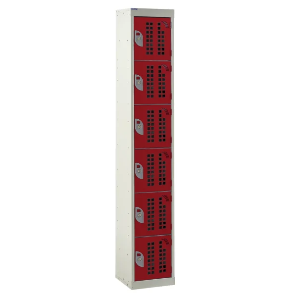 QMP Perforated Lockers - 6 Door Red