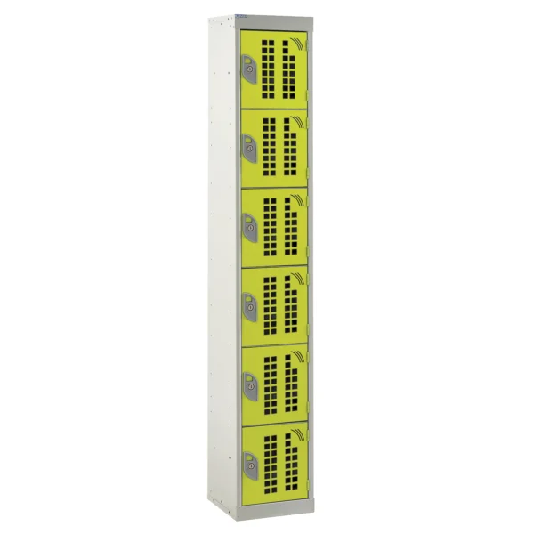 QMP Perforated Lockers - 6 Door Yellow