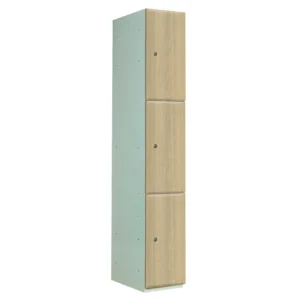 QMP Timber Door Lockers - 3 Door Light Oak
