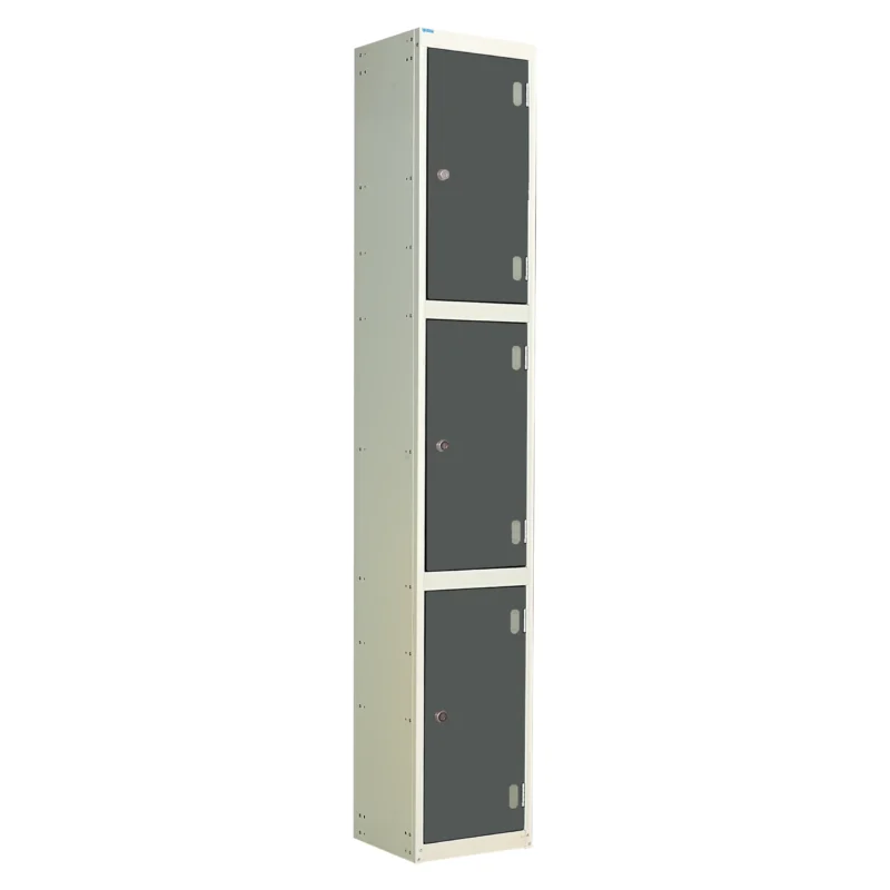 QMP Solid Laminate Door Lockers - 3 Door Graphite Grey