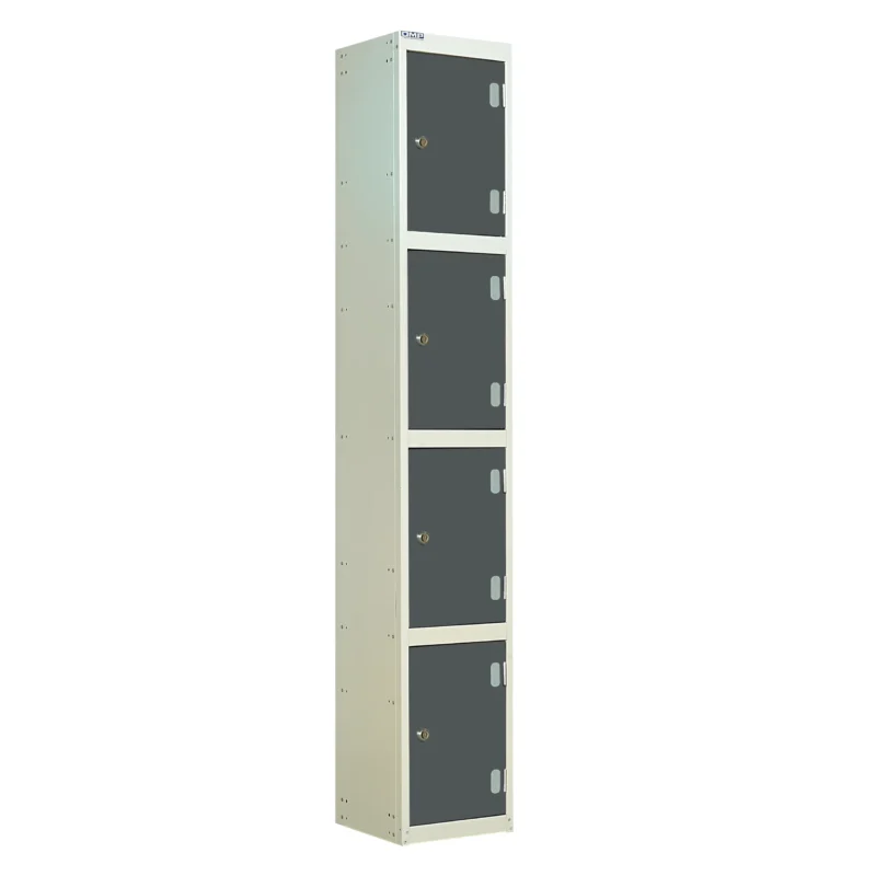 QMP Solid Laminate Door Lockers - 4 Door Graphite Grey