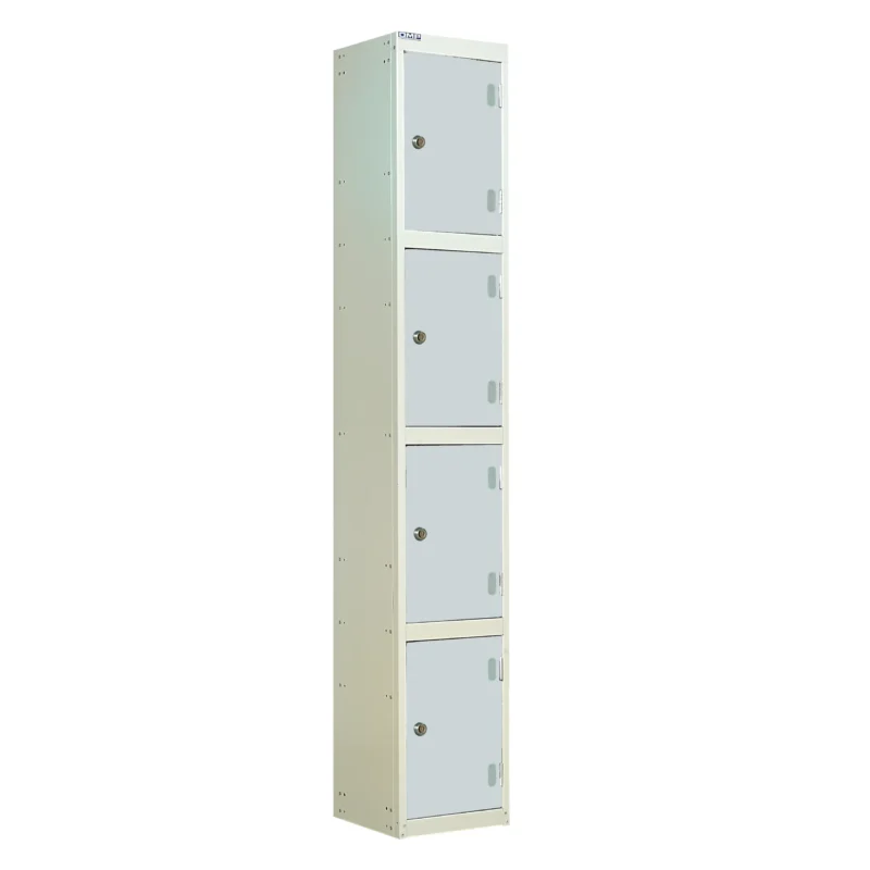 QMP Solid Laminate Door Lockers - 4 Door Light Grey