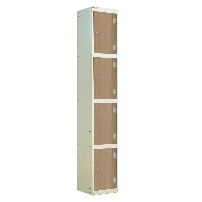 QMP Solid Laminate Door Lockers - 4 Door Oak