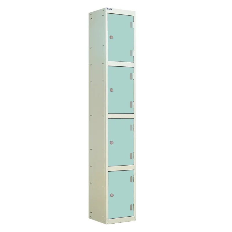 QMP Solid Laminate Door Lockers - 4 Door Aquamarine