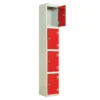 QMP Solid Laminate Door Lockers - 4 Door Spectrum Red Open